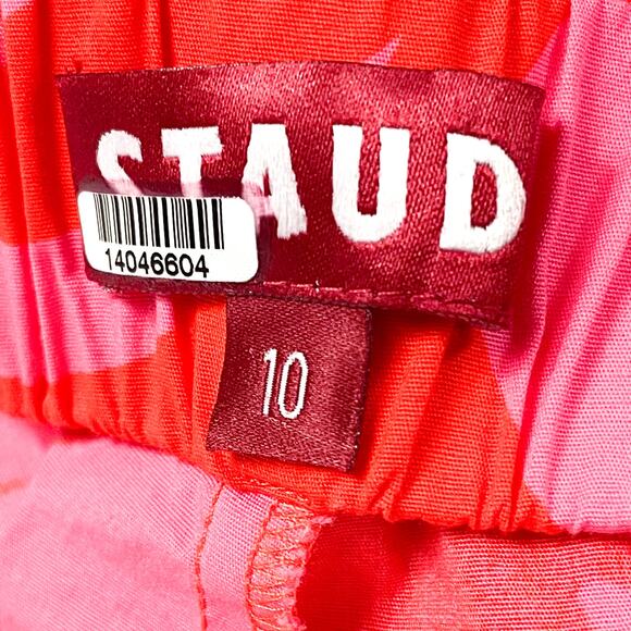 Staud Georgia Floral‎ Romper Red Pink Halter Cutout Open Back Sleeveless Sz 10 - Picture 14 of 14